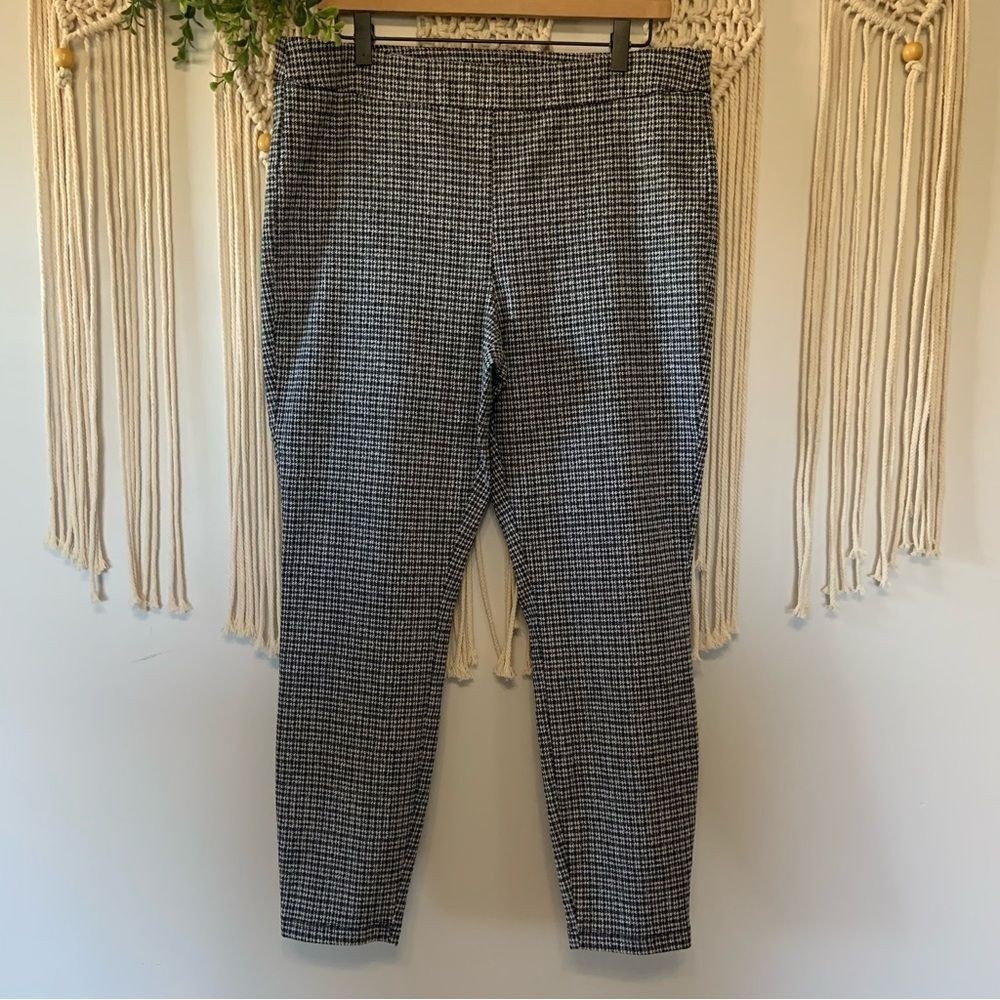 NANETTE LAPORE Houndstooth‎ Pull On Pants Black Silver Size Large